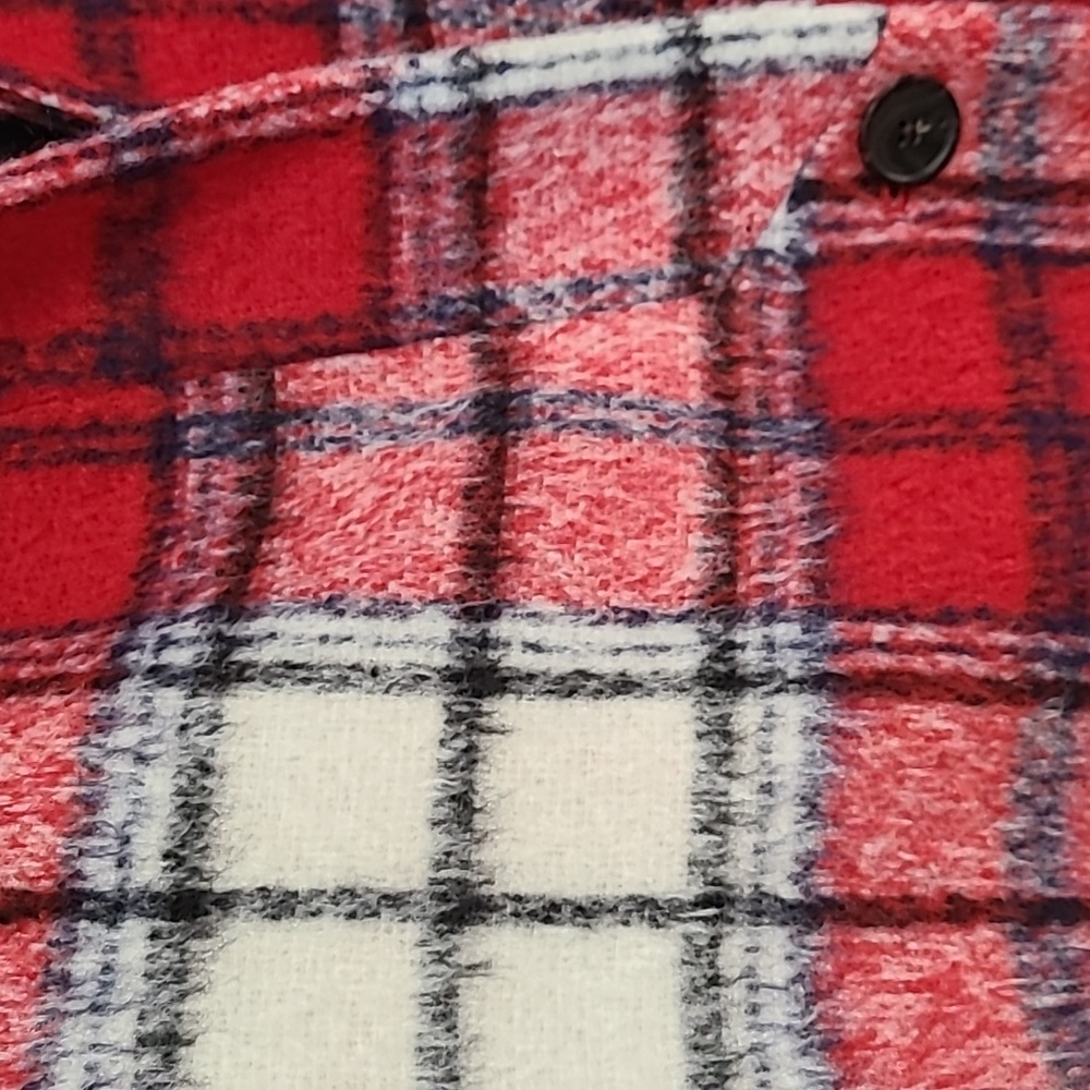 Old Navy Overcoat Novel Red Plaid Wool Blend Jacket Size XL - Picture 5 of 14